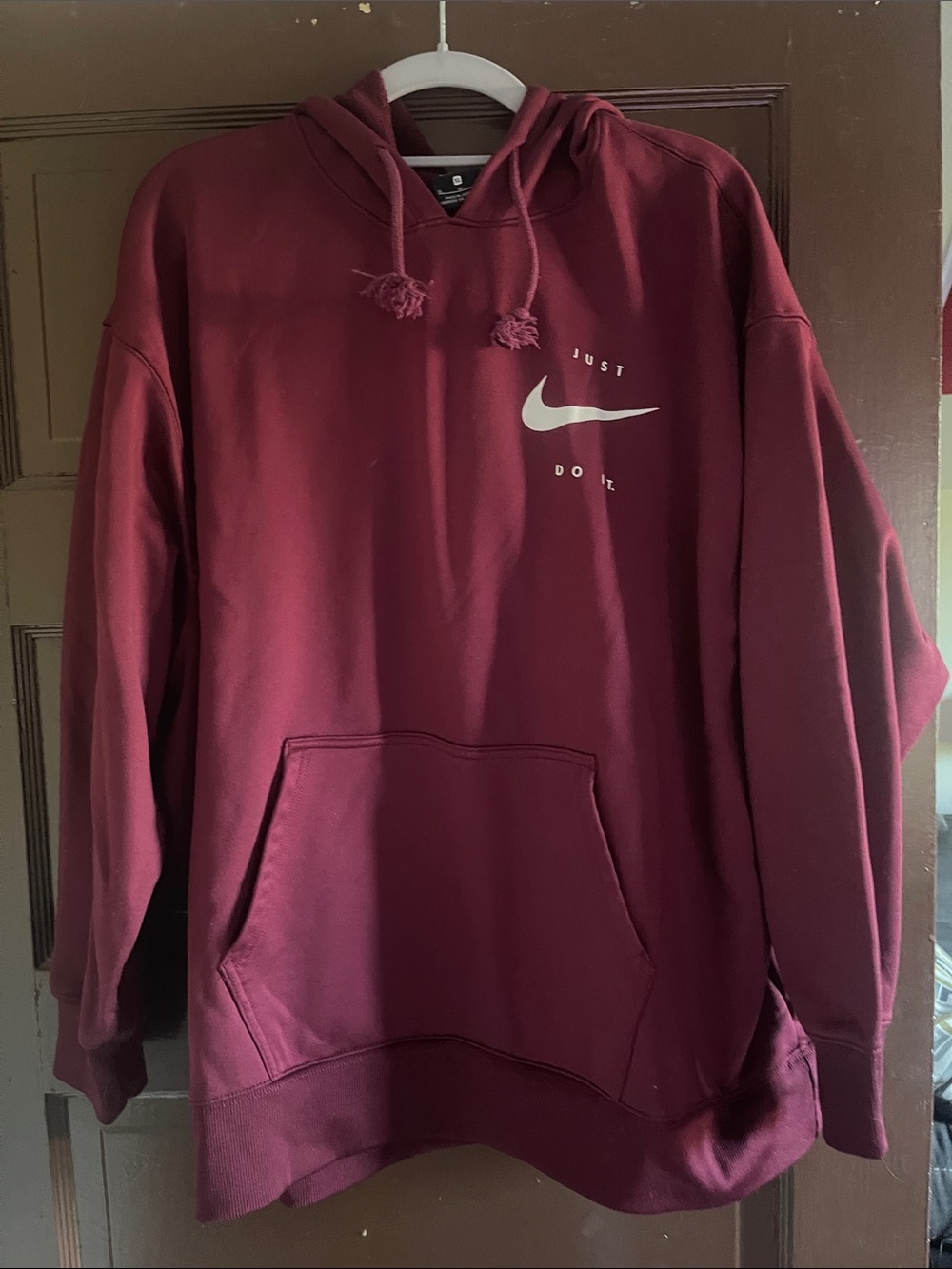 Nike Maroon Pullover Hoodie with White Swoosh